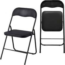 +gardenlife Set de 6 Silla Plegable, Estructura de Acero Reforzado, Asiento y Respaldo Acolchados |   Exterior e Interior |   Soporta 120Kg |   Antideslizante, Ideal para Eventos Fiestas |   Negro - Negro - Ver 4