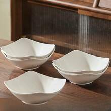 10 piezas Tazones blancos, material de PP Platos cuadrados reutilizables de 8 pulgadas, aptos para microondas y lavavajillas, adecuados para cocina, postres, frutas, ensaladas, sopas, vajilla para comidas al aire libre, regalo para Navidad, Año Nuevo, Festival de Primavera, tazones de caramelos