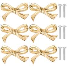 1pc Golden And Pink Bow Drawer Cabinet Door Handle, French Girl's Creative And Cute Bow Handle, Wardrobe, Wine Cabinet, Shoe Cabinet, Kitchen Cabinet And Bookcase Handle - Multicolor - View 1