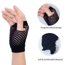 Fishnet Fingerless Gloves Mesh Arm Sleeves Fish Net Arm Sleeves EMO Gloves For Women In Theme Party Scene Accessories{"Size_name":"Short","Color_name":"#1-Black(Short)"} - 多色18 - 查看 4