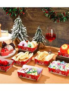 20 pezzi Vassoi per spuntino natalizi, articoli per feste di Natale, vassoi per spuntino per serate cinematografiche, 20 pezzi di vassoi di carta per alimenti, Babbo Natale, renne, albero di Natale per decorazioni natalizie - Vassoi per contenere patatine, popcorn e spuntino, per intrattenimento natalizio, articoli per feste e decorazioni natalizie per la cucina di casa