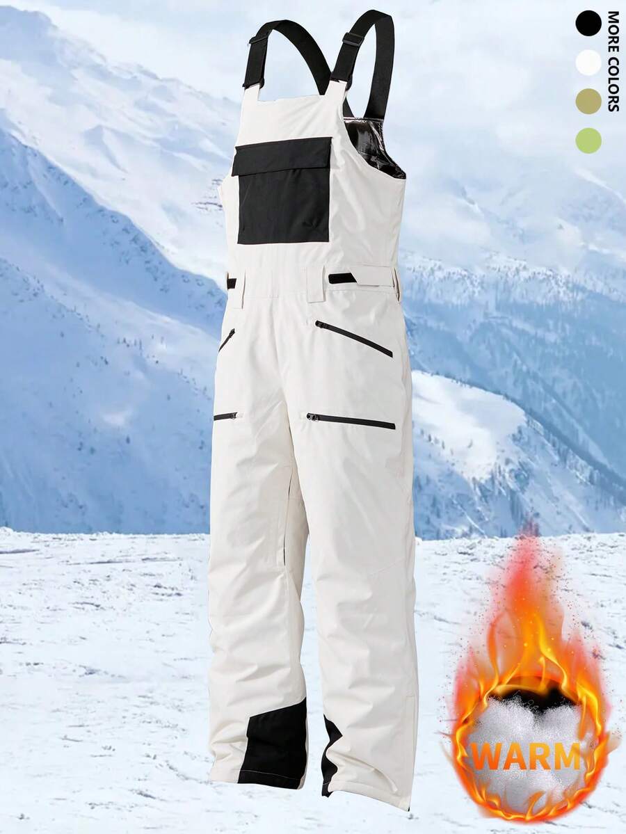 Traje de esquí para mujer 2025, peto acolchado, pantalones de esquí rectos y sueltos, conjunto de ropa de esquí para montañismo al aire libre