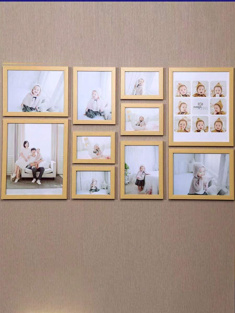 10 قطع إطار صور بطراز صيني بسيط للتعليق على الحائط، إطار تذكاري لنمو الأطفال، عرض ألبوم الصور في غرفة المعيشة