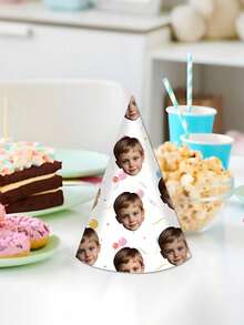 1/2 Customized Birthday Party Hat - Personalized Age & Photo Design, Celebrate 21st, 30th, 40th, 50th, 60th, 70th, 80th, 90th Birthday And Retirement, Paper Headwear, Party Accessory | Celebration Headpiece | Durable Party Hat - Multicolor - View 6