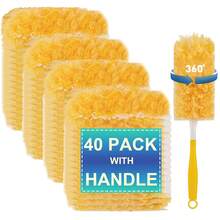 Heavy Duty Duster Refills With 1 Handle, Suitable For Rotary Dusting Brushes, Multisurface 360° Larger Size Dusters With 4X Microfibers, Unscented Disposable Dusters For Cleaning Home, Blinds, Fans, Corners, Home Cleaning, Corner Cleaning, Lintfree - trái cam - Xem 9