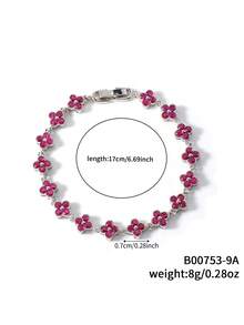 1 件彩色时尚奢华花卉锆石手链 - 橫豎連結式 - 查看 45