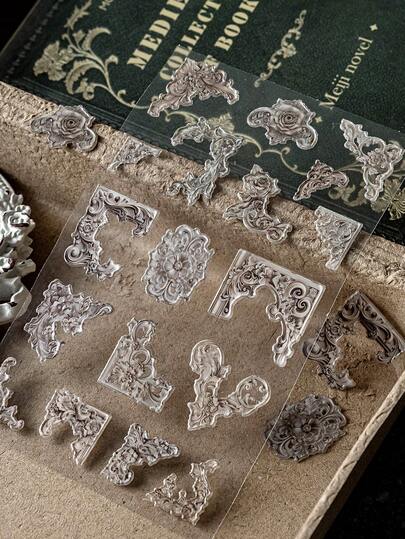 MOCARD 1 Sheet Vintage Original Corner Memo Stickers, Creative Aesthetic Sticker Decals, DIY Decorative Collage Craft Supplies, Holiday Gifts, Personalized Scrapbooking School Stationery