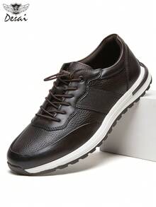 1 Pair Desai New Fashion Men Casual Shoes, Comfortable Breathable Sneakers, Flat Versatile Running Shoes, Business Casual Water-Resistant Leather Shoes