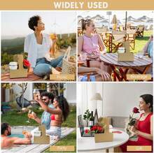 2 Cup Drink Carrier With Handle - 10pcs Disposable Cardboard Coffee Cup Holder, Portable Foldable Tray For Hot\/Cold Drinks - đen - Xem 6