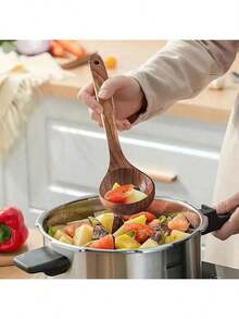 7 件木制厨房用具套装 - 包括勺子、锅铲、钢勺 - 烹饪工具，适合家庭聚会和派对，柚木制成，高端生活，优质