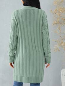 Female Cardigan, Solid Color Long Sleeve Sweater Knitted Coat With Pockets For Spring Fall, S/M/L - Light Green - View 3