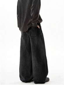 Teenage Boys' American Streetwear Loose Fit Jeans - Black - View 5