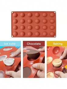 1pc Semi-Circle Silicone Cake Mold, 3D Semi-Circle Chocolate Cookie Baking Mold, Suitable For Mini Cakes, Desserts, Pastries, Kitchen Baking Tools