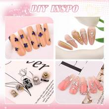 1-3MM Small Nail Beads Metal Caviar Bead Silver Gold Nail Charms And Gems Ball, Nail Chain Nail Art Accessories Supplies Gold Rhinestones Women Manicure - 07 金色釘珠配釘鏈 - 查看 5