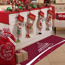 1 pieza Felpudo de goma con estampado de árbol de Navidad blanco y copos de nieve, para baño, cocina, lavandería, decoración navideña, decoración del hogar, decoración de fiestas, decoración de bodas, decoración de comedor - Multicolor - Ver 9