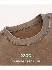 Summer Tops2026Women'S Vintage Distressed Oversized T-Shirt - Heavyweight Soft Washed Texture, Loose Fit Round Neck Short Sleeve With Retro Mushroom & Forest Print - Casual Casual Attire, All-Season Comfort, S-XXL Sizes (Grey/Beige) - Breathable Layered Outfit Essential For Women'S Fashion, Street Retro Style Geometric Pattern, Relaxed Fit, Machine Washable, Minimal Shrinkage, Vintage-Inspired Design With White Mushroom & Tree Print, Oversized Relaxed Fit For Layering,  Oversized Women'S, Tsummer Clothes Washed Cotton - 咖啡色 - 查看 4