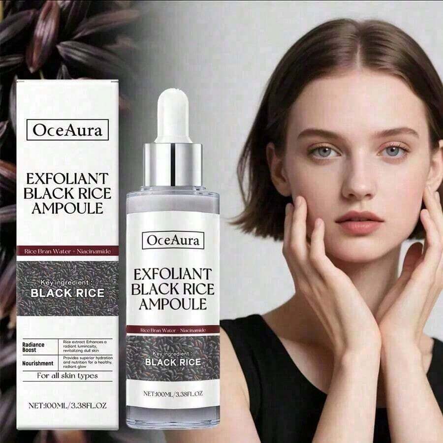 OceAura Black Rice Complexion Fluid With Salicylic Formula - Gentle Exfoliating & Deep Cleansing Dry Rough Skin - Contains Black Rice Extract To Help Retain & Support Radiant Skin - Moisturizing Treatment Smoother Skin Texture - Daily Use Exfoliator