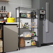 M MZG Heavy Duty Storage Shelving Utility Wire Shelving Unit, Steel Storage Rack For Warehouse Pantry Office Kitchen Pantry Organization, Laundry Room Utility Shelf & Bathroom Storage, Adjustable Black Metal Organizer - màu đen - Xem 3