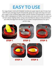 带手柄圆形硅胶蛋模，硅胶鸡蛋塑形器，煎饼模具，鸡蛋圈，不粘厨房烹饪工具，耐热 - 彩色 - 查看 7