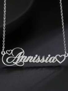 1pc Customized Heart Pendant Necklace, Personalized Necklace Charm, Stainless Steel Gift, Women's Valentine's Day Gift