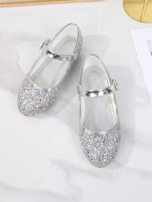 1 Pair Fashion Versatile Pink Girl Pearl Cute Flat Shoes, Round Toe, Suitable For Daily Wear, Dancing, Outdoor, Decorated With Sequins, Closed Toe Princess Shoes, Spring And Autumn