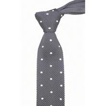 Men's Solid Color Textured Knit Skinny Ties Smart Necktie Square-Cut Finish{"Size_name":"OneSize","Color_name":"DarkGreyPolkaDot"} - 多色6 - 查看 5