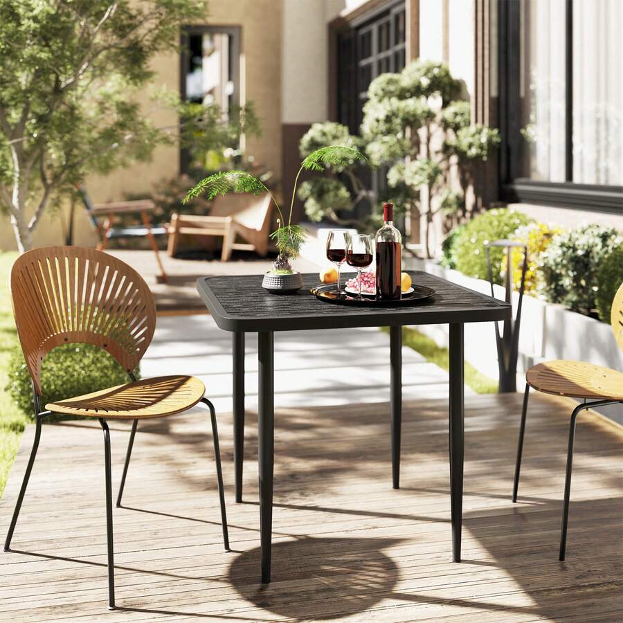 Outsunny 31.5" Outdoor Dining Table For 4, Square Patio Dining Table With Metal Frame For Garden, Lawn, Backyard, Black - màu đen - Xem 1