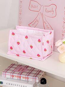 1pc Decorative & Practical Quilted Desktop Storage Basket, Makeup Brush & Cosmetic Organizer Basket, Desktop Decor, Makeup & Skincare Storage Box - Multicolor - View 18