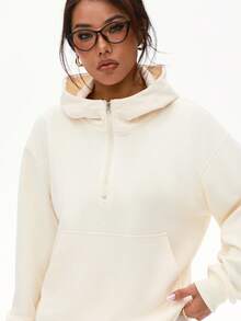 WAKYME Oversized Half Zip Hoodie With Pocket, Loose Fit Hooded Sweatshirt For Women, Casual Fall Winter Pullover