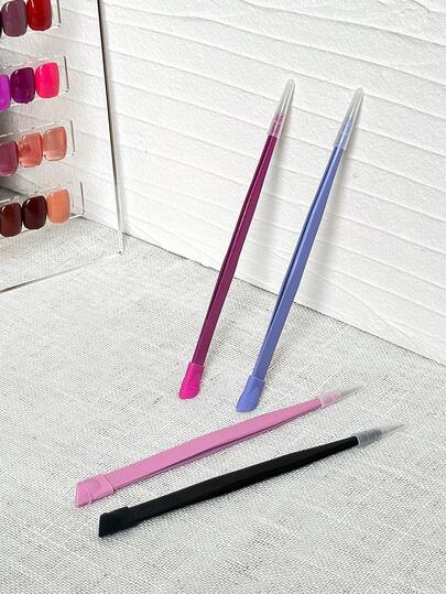 Multi-Functional Double-Ended Tweezers Nail Art Tool, Easy To Grip Nail Stickers, Silicone Stamping Stick, Rhinestone Decor Clamp