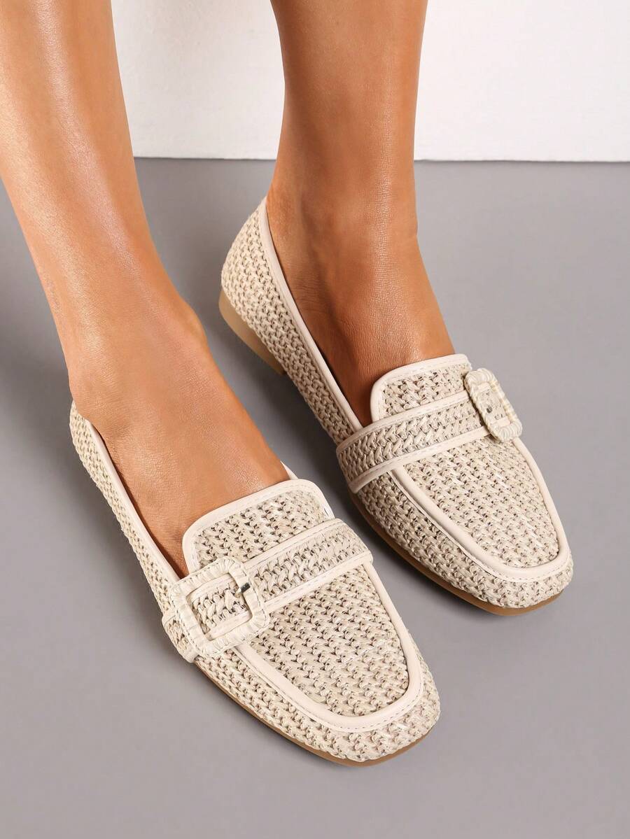 Mocassini intrecciati da donna - Scarpe casual estive morbide e confortevoli - Beige - Visualizzare 1