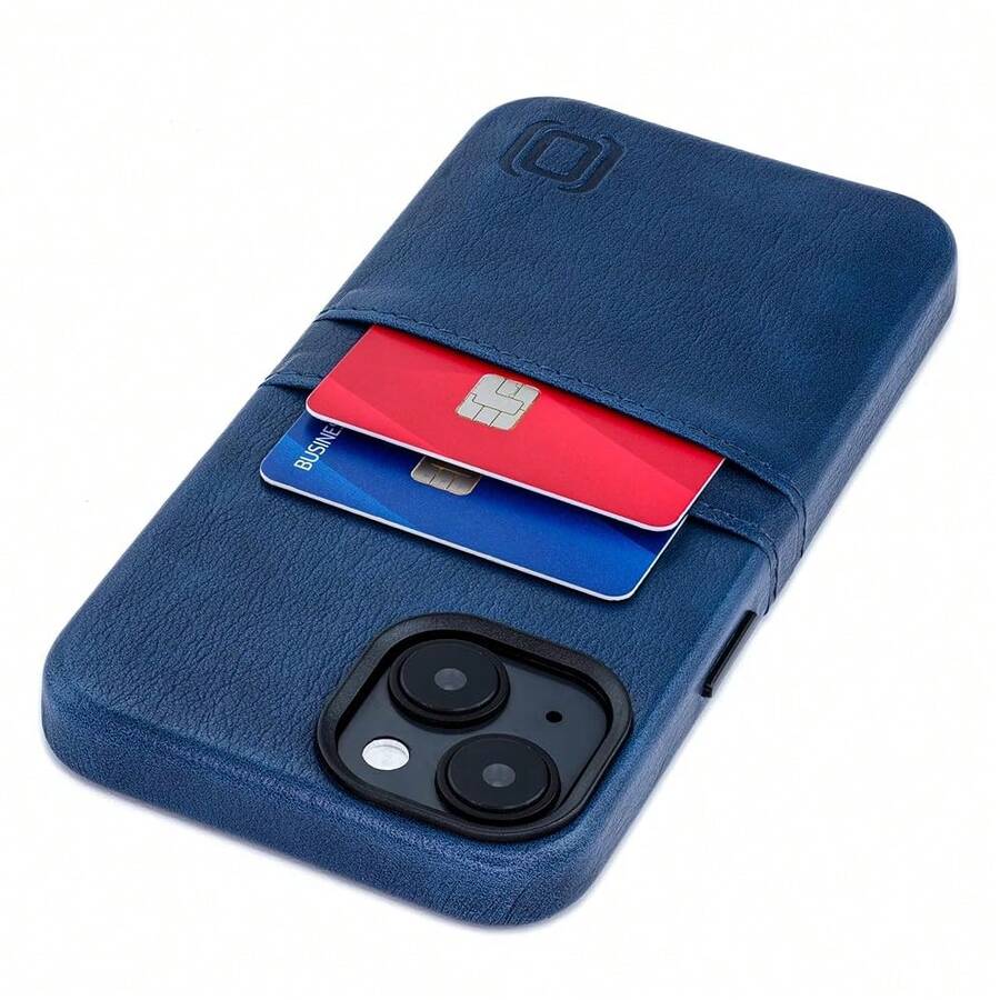 Estuche para tarjetas para 14 con placa de metal integrada para montaje magnético y 2 bolsillos: Cartera de cuero sintético premium Exec M2 (14, Azul Marino) - Multicolor16 - Ver 1