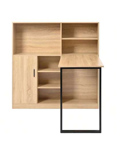 Computertisch,Regal Schreibtisch,Schrankschreibtisch Arbeitstisch, Schrankschreibtisch, Nature 120cm view 6