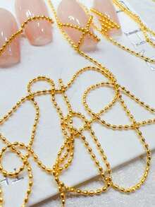 1米DIY美甲超薄1.0毫米银铜珠链，节日礼物美甲用品指甲饰品美甲宝石 - 彩色 - 查看 8