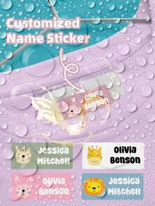 1-210pcs Transparent Waterproof Vinyl Name Labels - Customizable Cute Stickers, Suitable For School Supplies/College Dorm Organization/Sports Gear, Reusable No-Iron Identity Labels For Lunch Boxes/Water Bottles/Gym Bags, Daycare/Summer Camp Gift Sets, Back To School Season