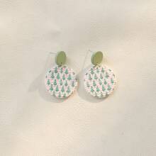 1 Pair Elegant Christmas Cute Green Christmas Tree Doodle Acrylic Pendant Earrings, Women's Party Gift