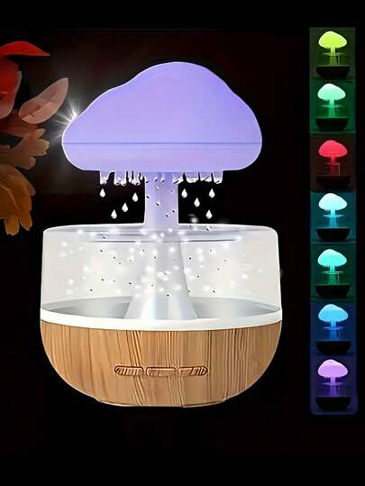 1 pièce Humidificateur USB en forme de champignon avec veilleuse LED 7 couleurs, humidificateur portable ultrasonique silencieux pour la maison, appareil électronique avec source lumineuse LED, cadeau de Noël, Halloween et Nouvel An pour la famille et les amis