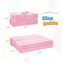 Modular  Sofa, Couch Foam Armchair For ,  Convertible Plush Sofa Play Set,Fold Out SofaBed(Pink) - 粉色 - 查看 2