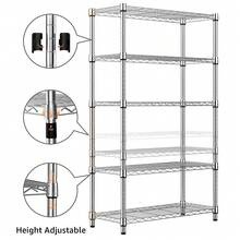 M MZG Adjustable Wire Storage Shelf, Heavy Duty Silver Organizer Rack For Pantry Kitchen Laundry Office Bathroom Room, Home Utility Shelving Unit Garage Storage - 銀色 - 查看 7