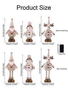 1pc Adjustable Standing Christmas Gnome Ornament 60cm Handcrafted Large Reindeer Gnome Decoration Beige-Brown Adorable Snowflake Christmas Decor Seasonal Ornament Christmas Tree Decoration Features Extendable Spring Legs Christmas Decorations Winter Home Decor - Multicolor - View 2