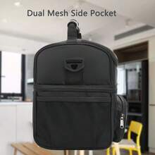 FlowFly Insulated Lunch Bag Adult Lunch Box Large Tote Double Layer Cooler Men, Women, With Adjustable Strap,Front Pocket And Mesh Side Pockets,Black