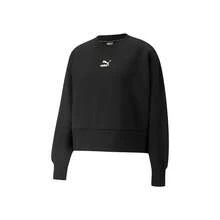 Puma CLASSICS Casual Sports Women's Embroidered Crew Neck Sweatshirt 534370-01 - Black - View 1