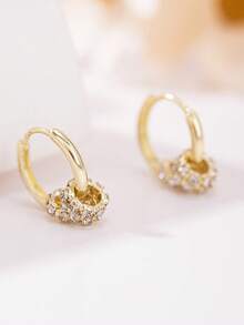 1 Pair Vintage Elegant Copper Hoop Earrings, Shiny Decorative Minimalist Luxury Design, Suitable For Women's Daily Wear, Gift For Friends, Christmas Gift