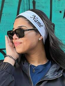 1Pc Customized Text Headband, Wide Headbands, Soft Polyester Fiber, Suitable For Running, Yoga, Fitness And Outdoor Activities, Perfect Personalized Hair Accessory Gift, Christmas Gift - Multicolor - View 3