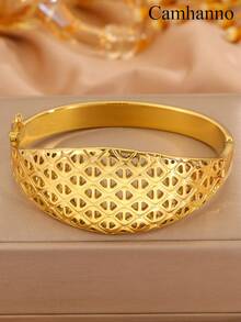 Camhanno 1 pièce de bracelet en acier inoxydable de style géométrique creux, luxueux et élégant, convenant pour les déplacements quotidiens, un excellent cadeau pour mettre en valeur le charme