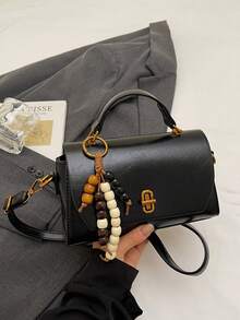 Bolso cuadrado pequeño de moda otoño 2025 para mujer, bolso bandolera retro, bolso de hombro con textura única estilo coreano con colgante