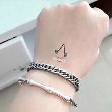 1pc Oversized Industrial Style Titanium Steel Cuban Link Bracelet For Men And Women, Adjustable Unisex Hip Hop Bracelet