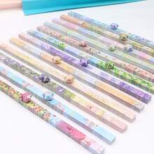 600/1200pcs Origami Star Paper, With 12 Patterns, Unique Design - Cute Oil Painting Flower Pattern, Double-Sided Printing With Different Patterns On Front And Back