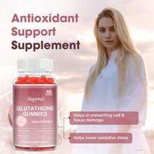 BUPORAI Gomitas de glutatión: contienen vitamina C, antioxidantes y promueven la salud de la piel, blanquean la piel y protegen la salud del hígado (60 unidades) - 60 gomitas - Ver 6