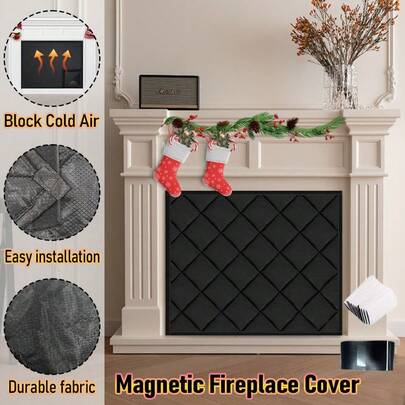 Copertura magnetica per camino - Facile installazione per interno/esterno, coperta per camino con chiusura magnetica, barriera contro la dispersione di calore e le correnti d'aria, protezione da animali e insetti, protezione dalla cenere, in poliestere durevole, utilizzabile in tutte le stagioni, decorazione natalizia, copertura per camino da esterno, riscaldamento per interni, camino decorativo, facile installazione, copertura per camino/camino da esterno, copertura per fornelli da cucina, copertura per barbecue